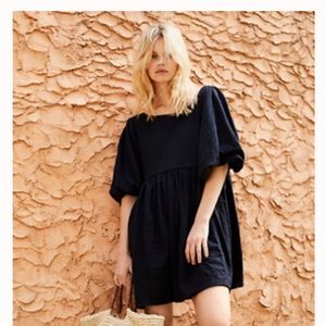 Free People Get Obssessed Baby Doll Dress Black
